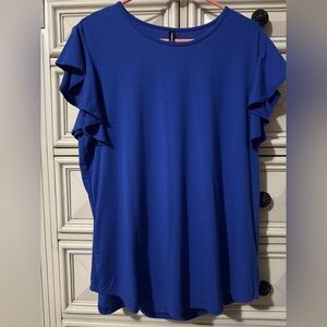 Royal Blue Work/Casual Blouse, Flutter Sleeve - XL (worn once!)